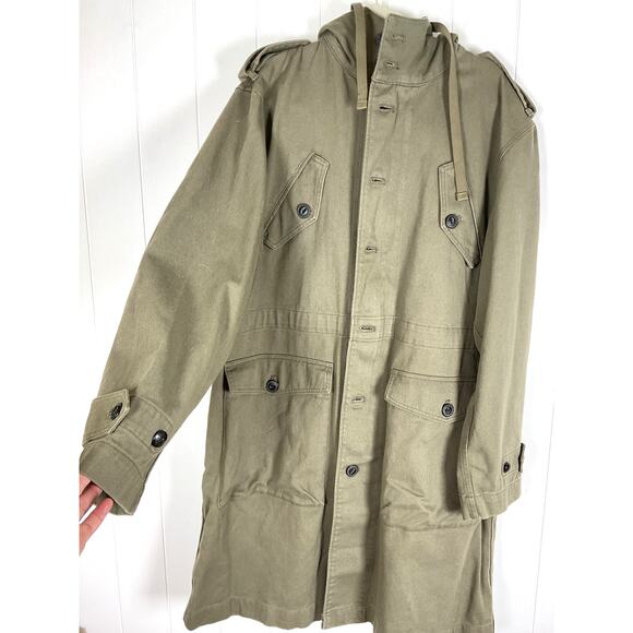 The Kooples Patch-Pocket Relaxed Fit Cotton Parka Coat Unisex Olive Size L NWT - Picture 4 of 10